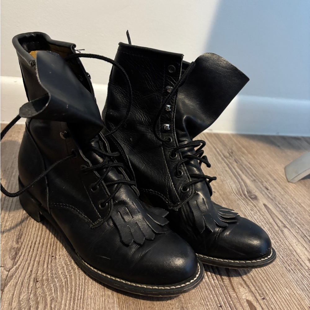 Rodeo Drive, Black Leather western riding boot Women's, size 7